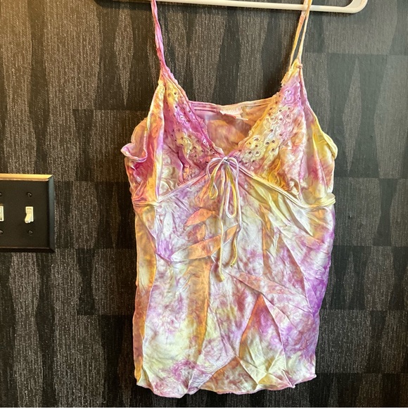 Lingerie tank top nightie lavender and yellow super cute l-xl y2k - Picture 4 of 5